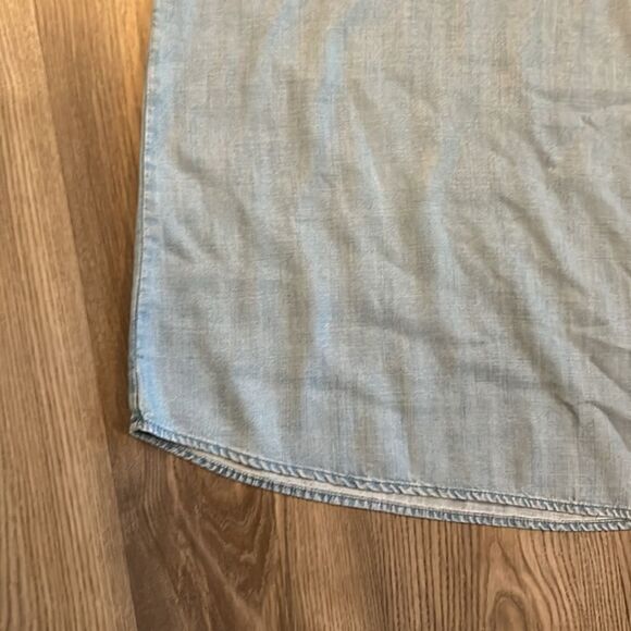CLOTH & STONE FOR ANTHROPOLOGIE LONG SLEEVE CHAMBRAY DRESS WITH RUFFLE SIZE XS - Picture 8 of 9